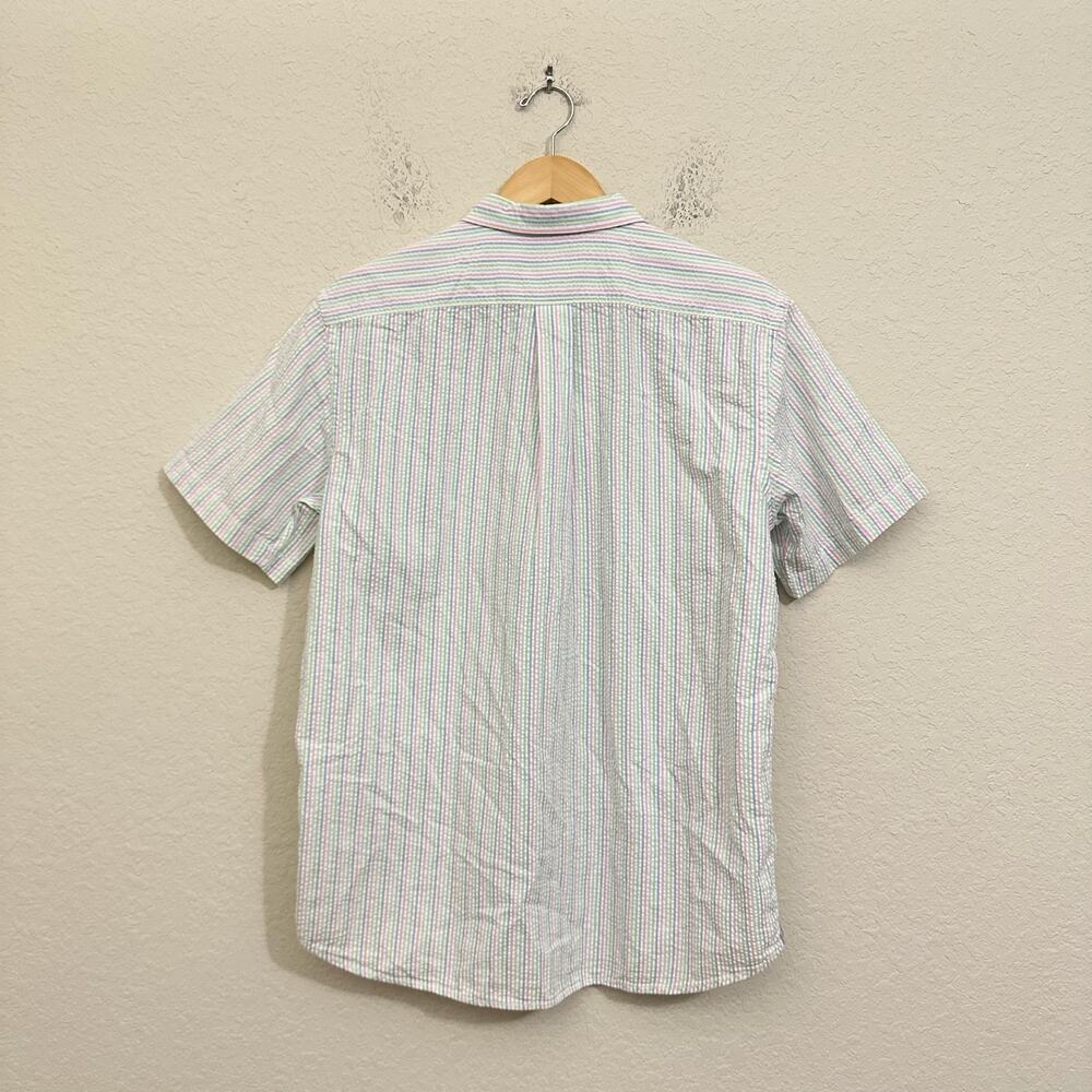 CREMIEUX Seersucker Camp Shirt Striped Classics Cotton Short Sleeve NWT - Picture 3 of 9